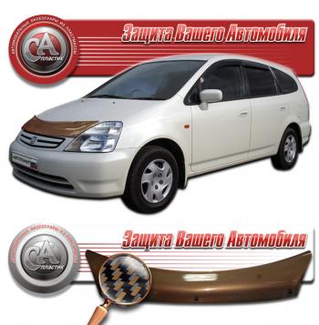 2 299 р. Дефлектор капота CA-Plastiс  Honda Stream  1 RN1,RN3 (2000-2004)  дорестайлинг (серия Шелкография карбон медь)  с доставкой в г. Таганрог. Увеличить фотографию 1