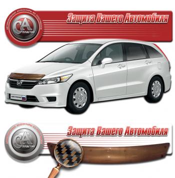 2 299 р. Дефлектор капота CA-Plastiс  Honda Stream  2 RN6,RN7, RN8, RN9 (2006-2014) дорестайлинг, рестайлинг (серия Шелкография карбон медь)  с доставкой в г. Таганрог. Увеличить фотографию 1