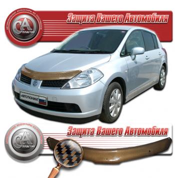 2 299 р. Дефлектор капота (правый руль) CA-Plastiс  Nissan Tiida  1 хэтчбэк (2004-2012) C11 дорестайлинг, Япония, C11 рестайлинг, Япония (серия Шелкография карбон медь)  с доставкой в г. Таганрог. Увеличить фотографию 1