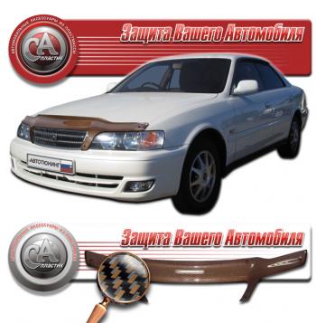 2 379 р. Дефлектор капота CA-Plastiс  Toyota Chaser (1996-2001) (серия Шелкография карбон медь)  с доставкой в г. Таганрог. Увеличить фотографию 1