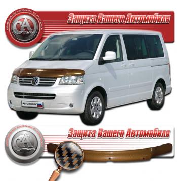 2 199 р. Дефлектор капота CA-Plastiс  Volkswagen Caravelle  T5 (2002-2009) дорестайлинг (серия Шелкография карбон медь)  с доставкой в г. Таганрог. Увеличить фотографию 1