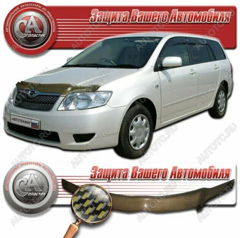 2 149 р. Дефлектор капота CA-Plastiс  Chery Tiggo T11 (2005-2013) дорестайлинг (серия Шелкография карбон золото)  с доставкой в г. Таганрог