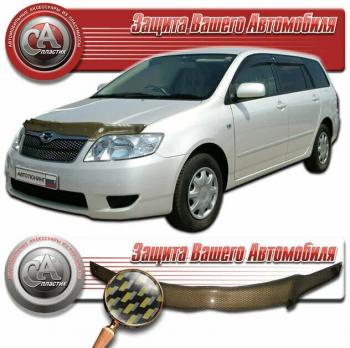 2 299 р. Дефлектор капота на CA-Plastiс  KIA Forte  седан (2008-2013) (серия Шелкография карбон золото)  с доставкой в г. Таганрог. Увеличить фотографию 1