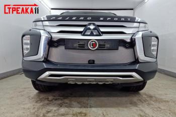 Защита радиатора (с камерой) Стрелка11 Стандарт Mitsubishi (Митсубиси) Pajero Sport (Паджеро)  QF (2019-2022) QF рестайлинг