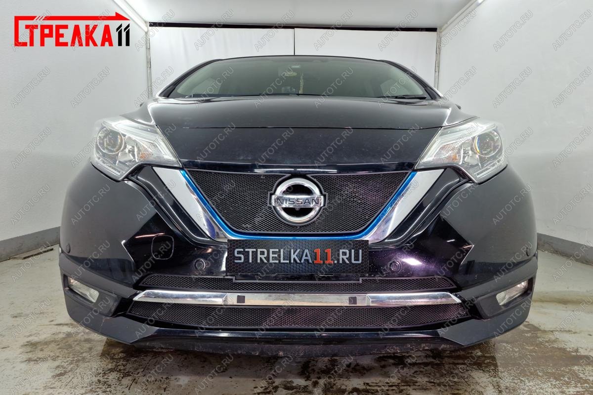 4 749 р. Защита радиатора (низ, Medalist X, 2 части) Стрелка11 Стандарт  Nissan Note  2 (2016-2020) E12 рестайлинг (черная)  с доставкой в г. Таганрог