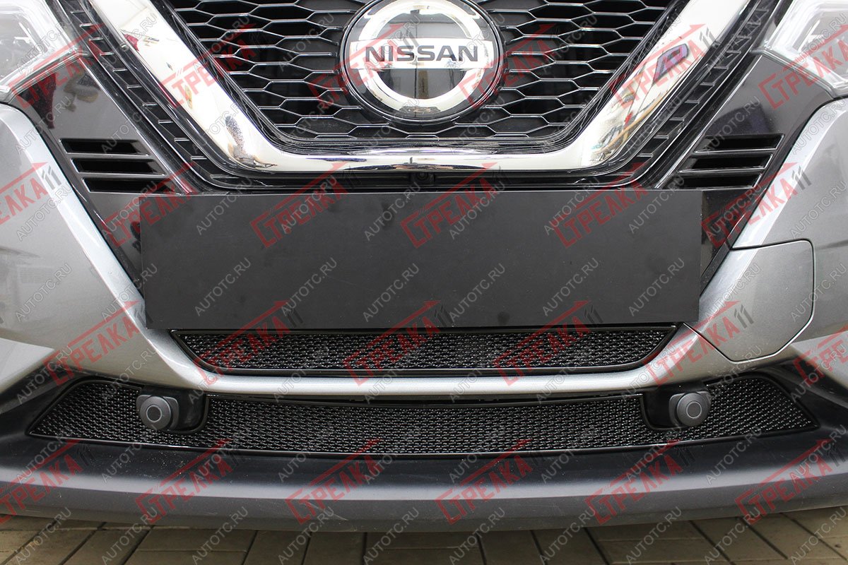 4 699 р. Защита радиатора (низ 2 части) Стрелка11 Стандарт  Nissan Qashqai  2 (2017-2022) J11 рестайлинг (черная)  с доставкой в г. Таганрог