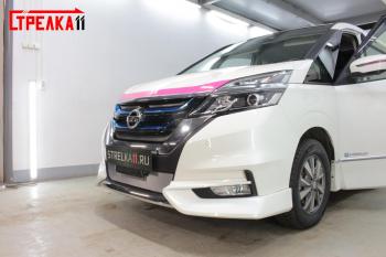 2 999 р. Защита радиатор (низ) Стрелка11 Стандарт  Nissan Serena  C27 (2016-2019) минивэн дорестайлинг (хром)  с доставкой в г. Таганрог. Увеличить фотографию 2