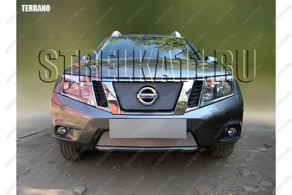 3 279 р. Защита радиатора (верх) Стрелка11 Стандарт  Nissan Terrano  D10 (2013-2016) дорестайлинг (черная)  с доставкой в г. Таганрог