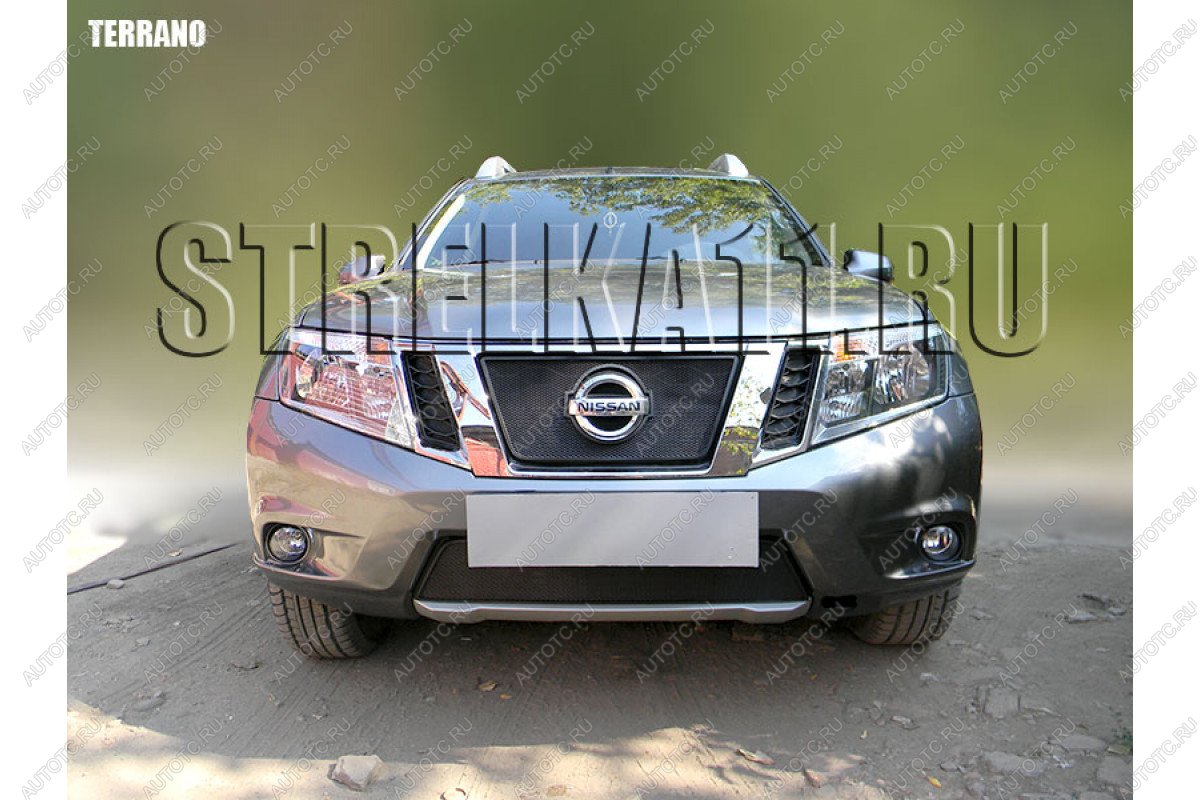 3 099 р. Защита радиатора (низ) Стрелка11 Стандарт Nissan Terrano D10 дорестайлинг (2013-2016) (черная)  с доставкой в г. Таганрог