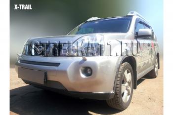 3 589 р. Защита радиатора (низ) Стрелка11 Стандарт  Nissan X-trail  2 T31 (2007-2011) дорестайлинг (хром)  с доставкой в г. Таганрог. Увеличить фотографию 2