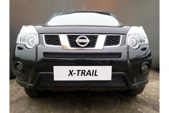 3 199 р. Защита радиатора (середина) Стрелка11 Стандарт  Nissan X-trail  2 T31 (2010-2015) рестайлинг (черная)  с доставкой в г. Таганрог. Увеличить фотографию 2