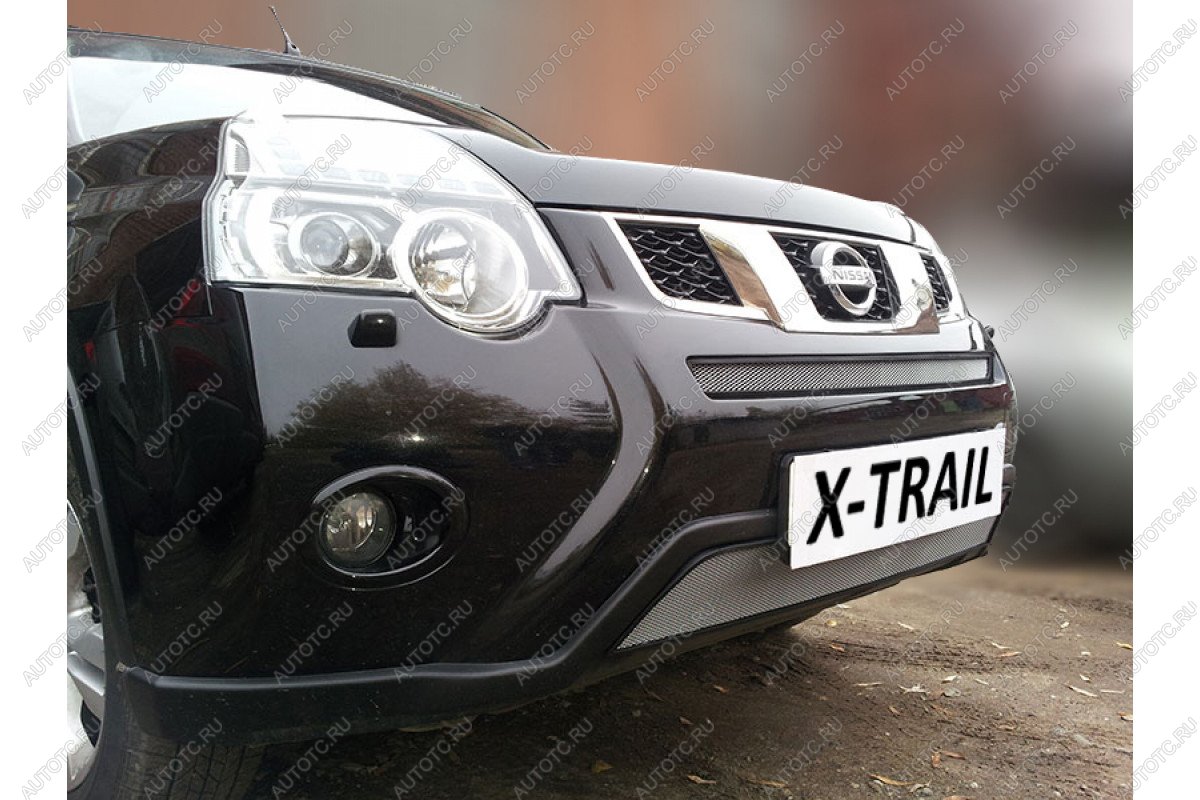 2 799 р. Защита радиатора (середина) Стрелка11 Стандарт  Nissan X-trail  2 T31 (2010-2015) рестайлинг (хром)  с доставкой в г. Таганрог