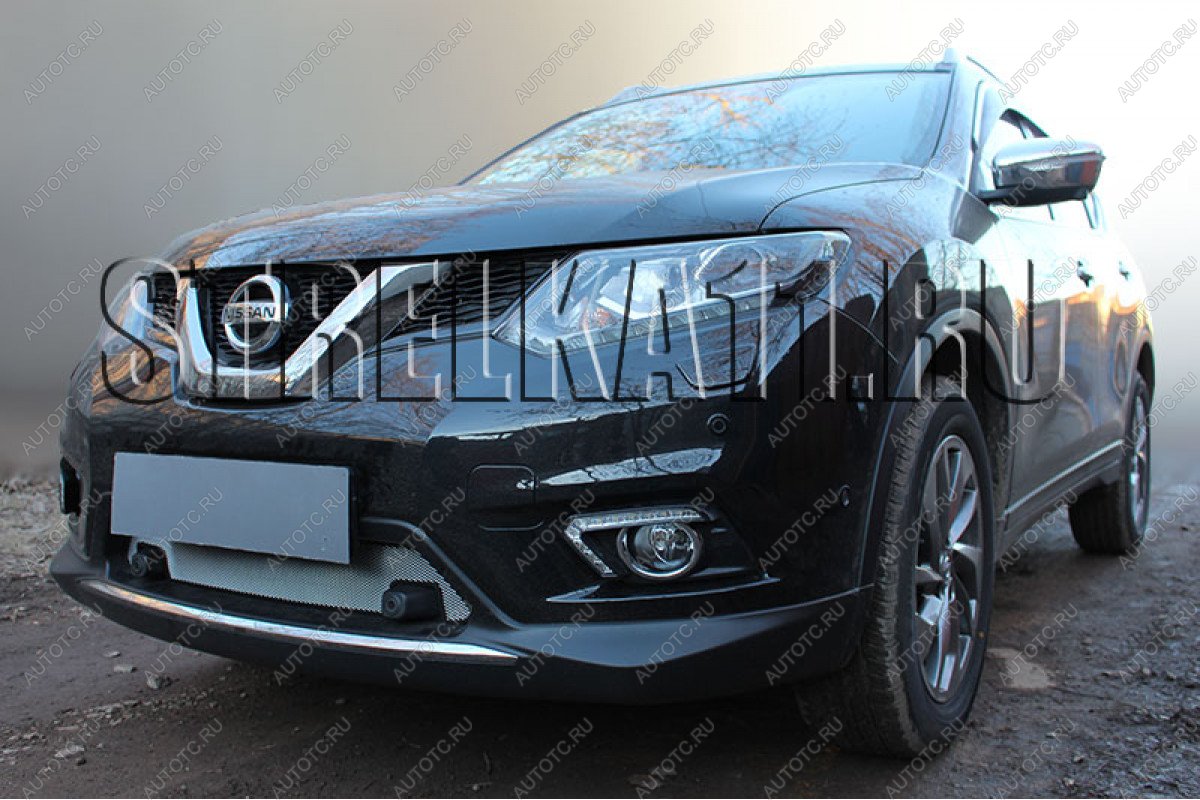 3 499 р. Защита радиатора (с парктроником низ) Стрелка11 Стандарт  Nissan X-trail  3 T32 (2013-2018) дорестайлинг (хром)  с доставкой в г. Таганрог