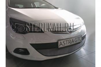 3 099 р. Защита радиатора Стрелка11 Стандарт  Opel Astra  J GTC (2011-2018) (черная)  с доставкой в г. Таганрог. Увеличить фотографию 2