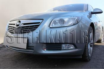 3 689 р. Защита радиатора Стрелка11 Стандарт  Opel Insignia ( A,  А) (2008-2013) дорестайлинг седан, дорестайлинг универсал, дорестайлинг, хэтчбэк (черная)  с доставкой в г. Таганрог. Увеличить фотографию 1