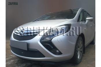 2 899 р. Защита радиатора (верх) Стрелка11 Стандарт  Opel Zafira  С (2011-2016) дорестайлинг (черная)  с доставкой в г. Таганрог. Увеличить фотографию 2