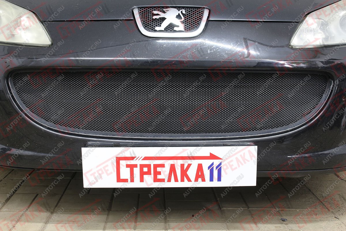 3 199 р. Защита радиатора (низ) Стрелка11 Стандарт  Peugeot 407 ( седан,  универсал) (2004-2011) (черная)  с доставкой в г. Таганрог