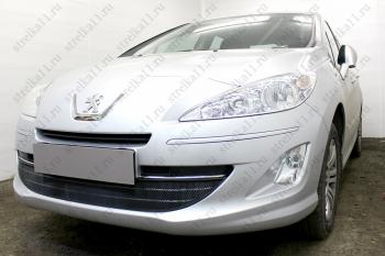 3 679 р. Защита радиатора (3 части) Стрелка11 Стандарт Peugeot 408  дорестайлинг (2010-2017) (черная)  с доставкой в г. Таганрог. Увеличить фотографию 2