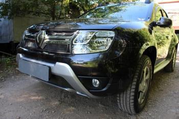 3 779 р. Защита радиатора (низ) Стрелка11 Стандарт  Renault Duster  HS (2015-2021) рестайлинг (черная)  с доставкой в г. Таганрог. Увеличить фотографию 2