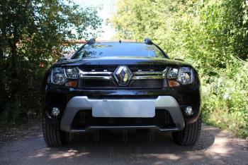 3 779 р. Защита радиатора (низ) Стрелка11 Стандарт  Renault Duster  HS (2015-2021) рестайлинг (черная)  с доставкой в г. Таганрог. Увеличить фотографию 3