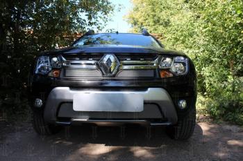 2 879 р. Защита радиатора (верх) Стрелка11 Стандарт  Renault Duster  HS (2015-2021) рестайлинг (хром)  с доставкой в г. Таганрог. Увеличить фотографию 3