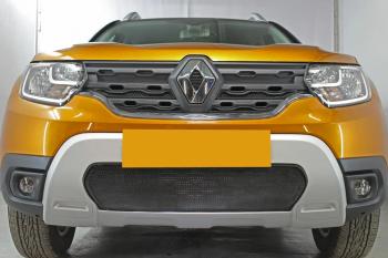 3 599 р. Защита радиатора (верх, 4 части) Стрелка11 Стандарт Renault Duster HM (2020-2024) (черная)  с доставкой в г. Таганрог. Увеличить фотографию 3