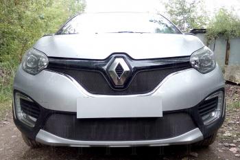 3 299 р. Защита радиатора (верх) Стрелка11 Стандарт  Renault Kaptur (2016-2020) дорестайлинг (черная)  с доставкой в г. Таганрог. Увеличить фотографию 2