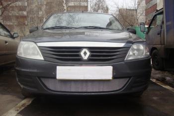 3 079 р. Защита радиатора Стрелка11 Стандарт  Renault Logan  1 (2010-2016) рестайлинг (хром)  с доставкой в г. Таганрог. Увеличить фотографию 1