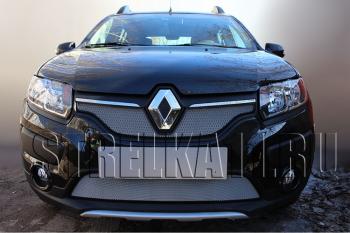 3 179 р. Защита радиатора Стрелка11 Стандарт Renault Logan 2 дорестайлинг (2014-2018) (хром)  с доставкой в г. Таганрог. Увеличить фотографию 1