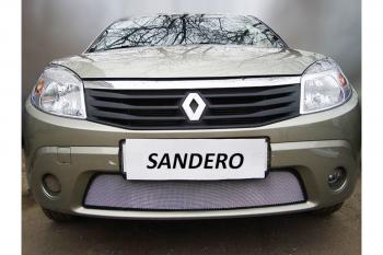 3 079 р. Защита радиатора Стрелка11 Стандарт  Renault Sandero  (BS) (2009-2014) (хром)  с доставкой в г. Таганрог. Увеличить фотографию 1