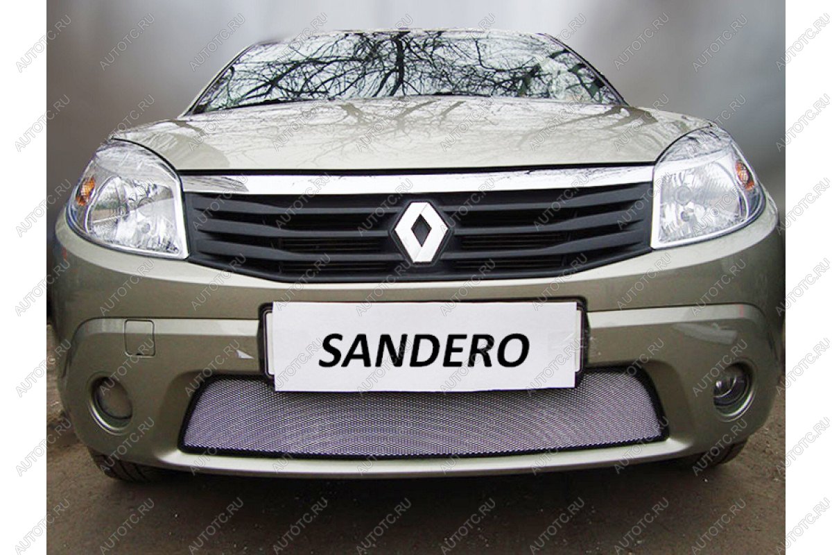 3 079 р. Защита радиатора Стрелка11 Стандарт  Renault Sandero  (BS) (2009-2014) (хром)  с доставкой в г. Таганрог