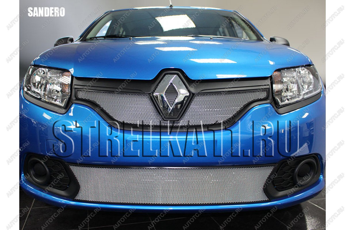 3 099 р. Защита радиатора (низ) Стрелка11 Стандарт Renault Sandero (B8) дорестайлинг (2014-2018) (хром)  с доставкой в г. Таганрог