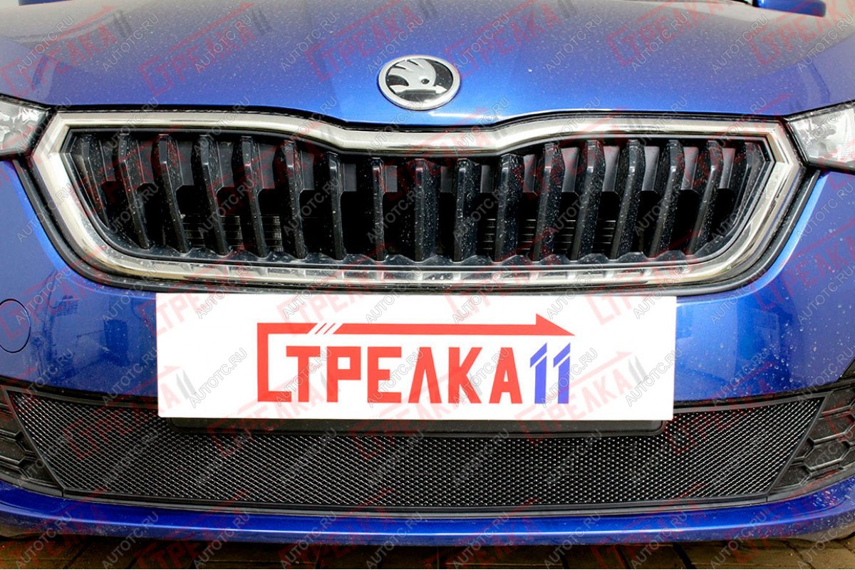 3 799 р. Защита радиатора (низ) Стрелка11 Стандарт  Skoda Rapid  MK2 (2019-2025) (черная)  с доставкой в г. Таганрог