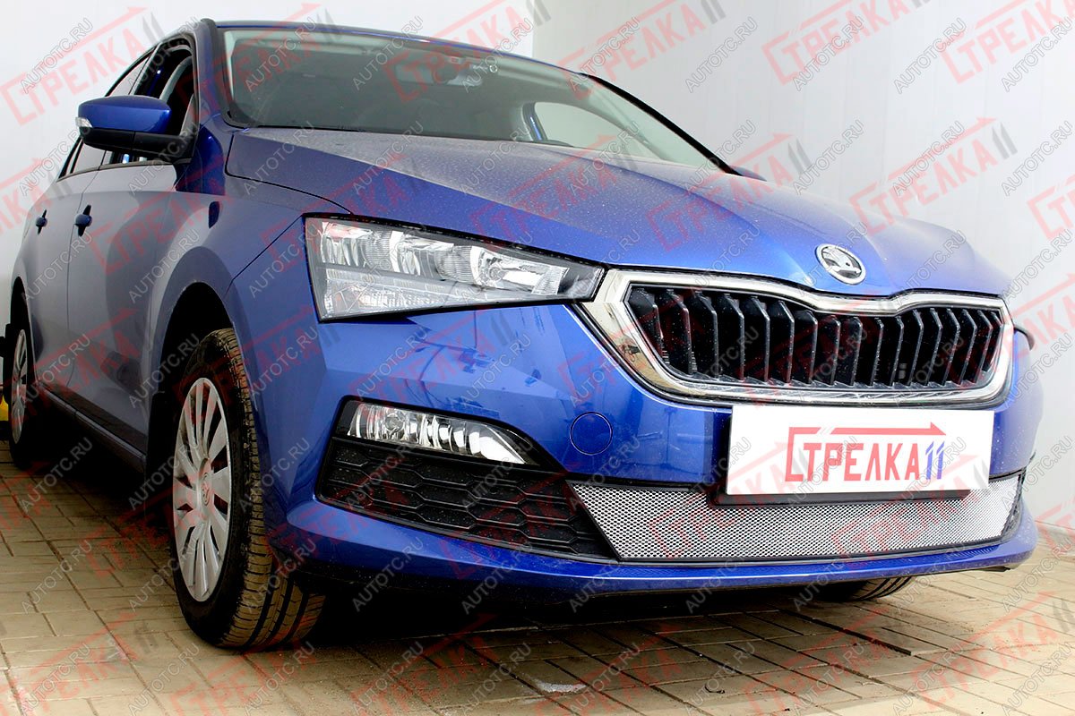 3 899 р. Защита радиатора (низ) Стрелка11 Стандарт  Skoda Rapid  MK2 (2019-2025) (хром)  с доставкой в г. Таганрог