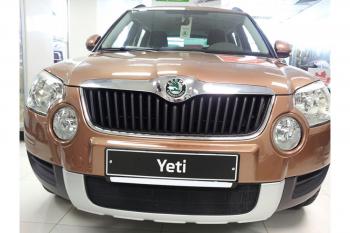 2 899 р. Защита радиатора Стрелка11 Стандарт  Skoda Yeti (2009-2013) (черная)  с доставкой в г. Таганрог. Увеличить фотографию 2