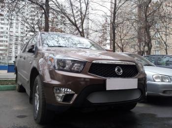 3 899 р. Защита радиатора Стрелка11 Стандарт  SSANGYONG Actyon Sport (2012-2025) (хром)  с доставкой в г. Таганрог. Увеличить фотографию 1