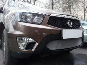 3 899 р. Защита радиатора Стрелка11 Стандарт  SSANGYONG Actyon Sport (2012-2025) (хром)  с доставкой в г. Таганрог. Увеличить фотографию 2