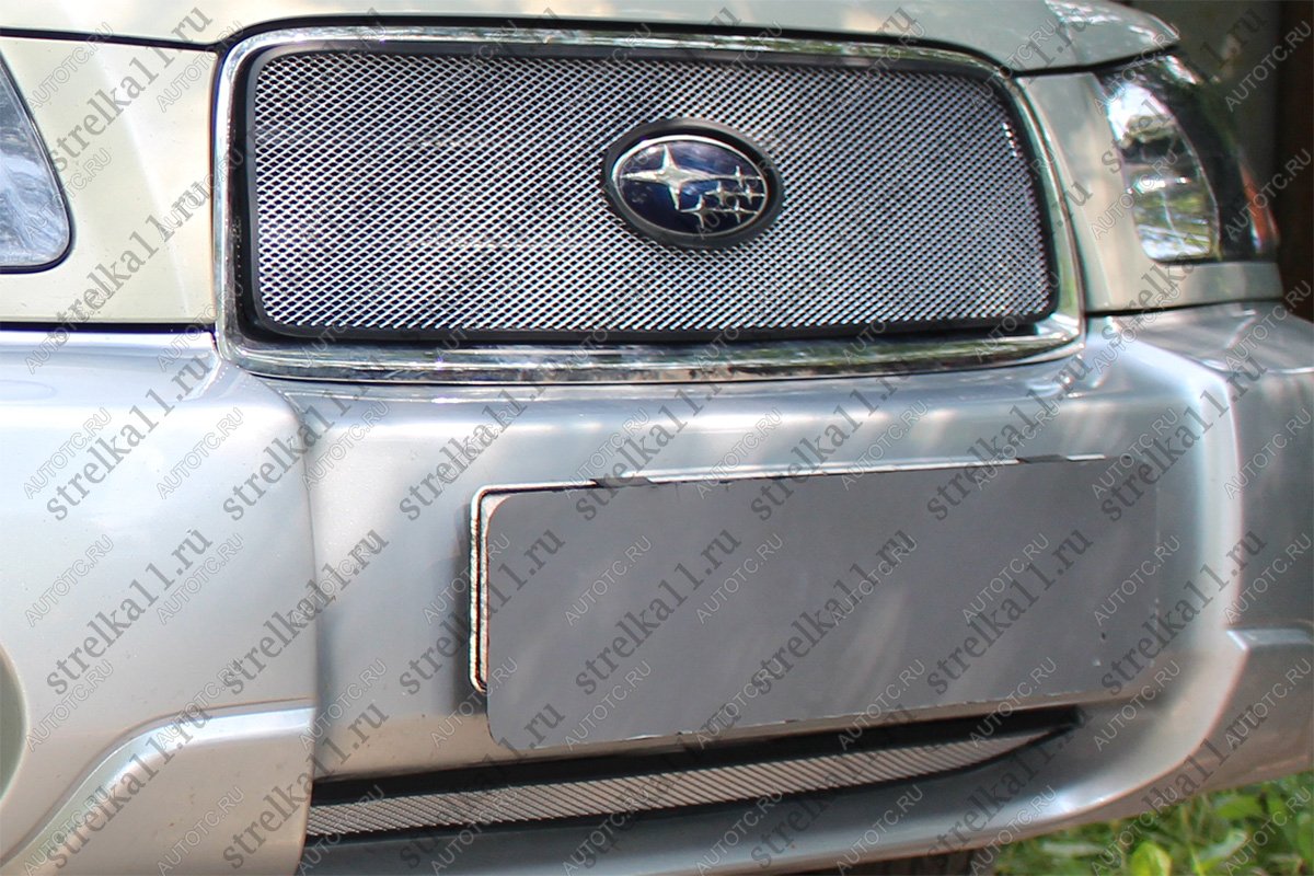 3 399 р. Защита радиатора (низ) Стрелка11 Стандарт  Subaru Forester  SG (2002-2005) дорестайлинг (хром)  с доставкой в г. Таганрог