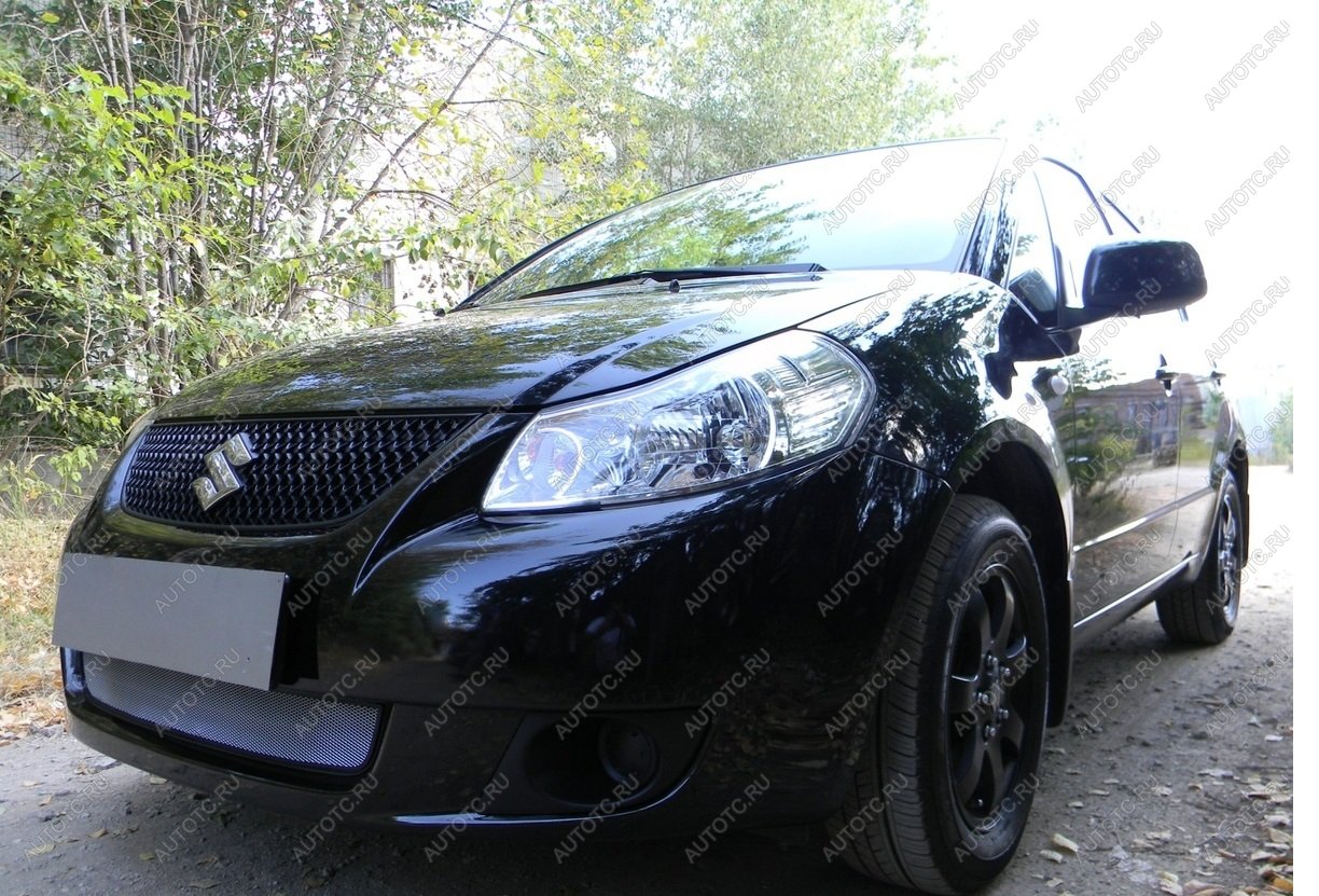 3 699 р. Защита радиатора Стрелка11 Стандарт  Suzuki SX4  GYC21S (2006-2012) дорестайлинг седан (хром)  с доставкой в г. Таганрог