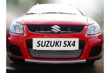 2 899 р. Защита радиатора Стрелка11 Стандарт Suzuki SX4 GYA,GYB  рестайлинг, хэтчбэк (2010-2016) (черная)  с доставкой в г. Таганрог. Увеличить фотографию 2