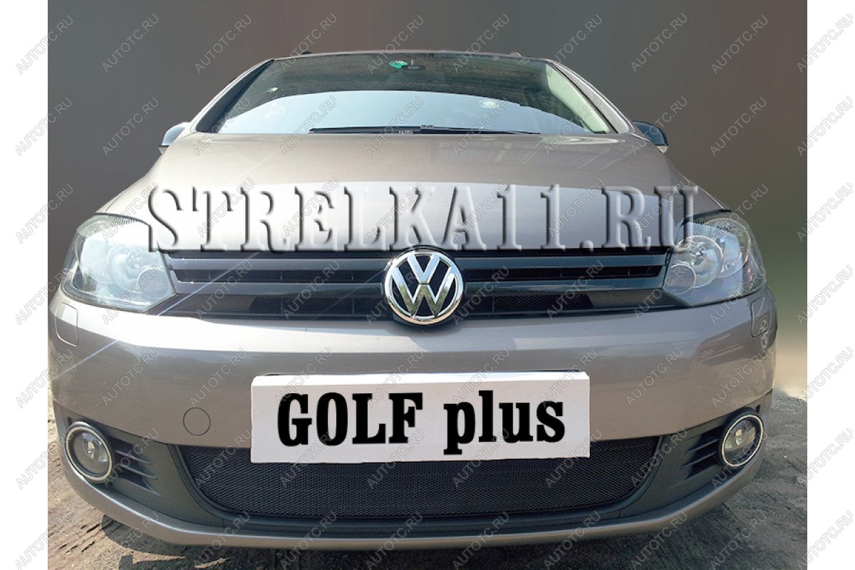 2 899 р. Защита радиатора Стрелка11 Стандарт  Volkswagen Golf Plus  6 (2009-2014) (черная)  с доставкой в г. Таганрог