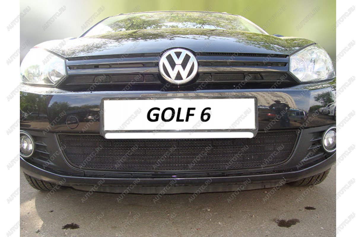 2 899 р. Защита радиатора Стрелка11 Стандарт  Volkswagen Golf  6 (2008-2014) хэтчбэк 5 дв. (черная)  с доставкой в г. Таганрог