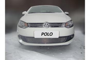 2 999 р. Защита радиатора Стрелка11 Стандарт  Volkswagen Polo  5 (2009-2015) хэтчбек дорестайлинг (хром)  с доставкой в г. Таганрог. Увеличить фотографию 2