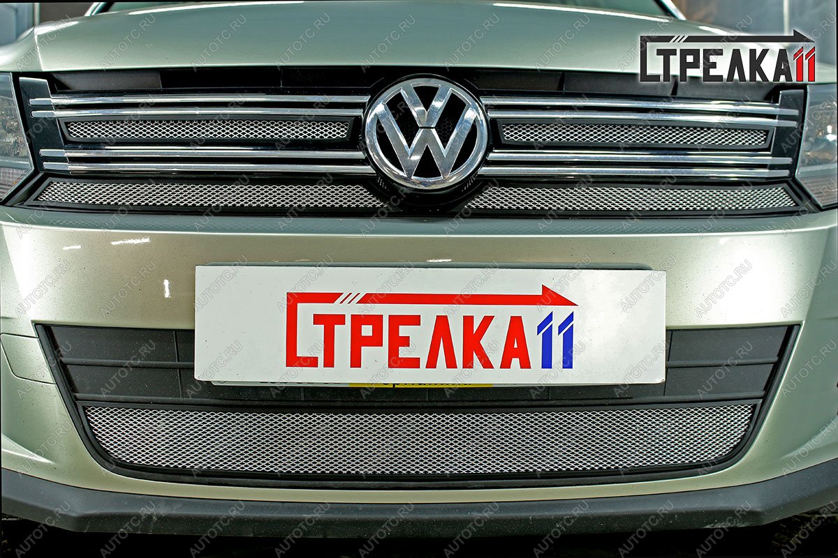 4 849 р. Защита радиатора (верх 4 части) Стрелка11 Стандарт  Volkswagen Tiguan  NF (2011-2017) рестайлинг (хром)  с доставкой в г. Таганрог