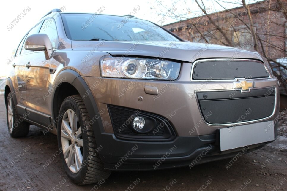 799 р. Зимняя заглушка решетки радиатора (низ) Стрелка11  Chevrolet Captiva (2011-2013) 1-ый рестайлинг (черная)  с доставкой в г. Таганрог