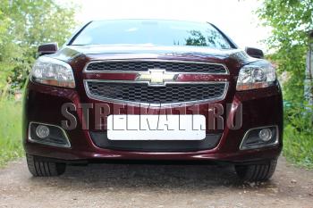 Зимняя заглушка решетки радиатора Стрелка11 Chevrolet (Шевролет) Malibu (Малибу) ( 7,  8) (2008-2015) 7, 8  (черная)