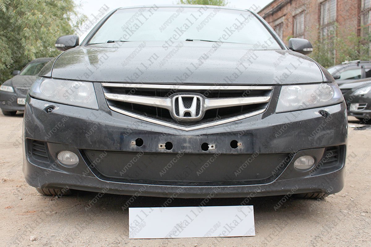 799 р. Зимняя заглушка решетки радиатора Стрелка11  Honda Accord  CM (2006-2008) универсал рестайлинг (черная)  с доставкой в г. Таганрог