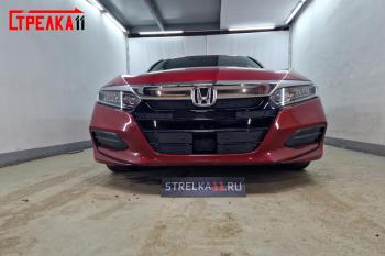 1 459 р. Зимняя заглушка решетки радиатора (низ 4 части) Стрелка11  Honda Accord  10 CV (2019-2022) (черная)  с доставкой в г. Таганрог. Увеличить фотографию 2