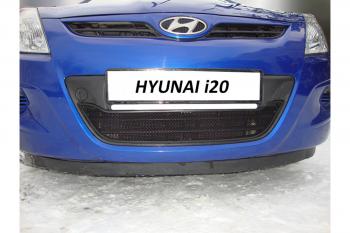 969 р. Зимняя заглушка решетки радиатора Стрелка11  Hyundai i20  PB (2008-2012) хэтчбэк дорестайлинг (черная)  с доставкой в г. Таганрог. Увеличить фотографию 2