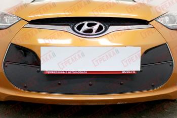 Зимняя заглушка решетки радиатора Стрелка11 Hyundai Veloster FS рестайлинг (2015-2018)  (черная)